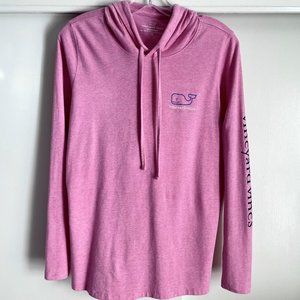 Vineyard Vines Edgartown Top Size S Pink Longsleeve Hoodie Shirt Blue Whale Logo